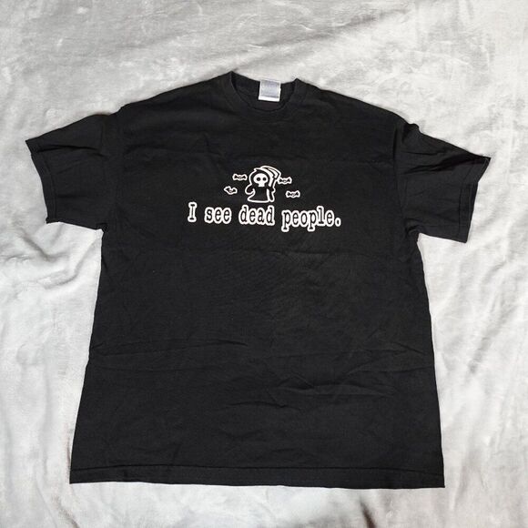 Vintage I See Dead People Reaper T Shirt Mens XL Slim Fit Glow In The Dark Y2K - Picture 1 of 8